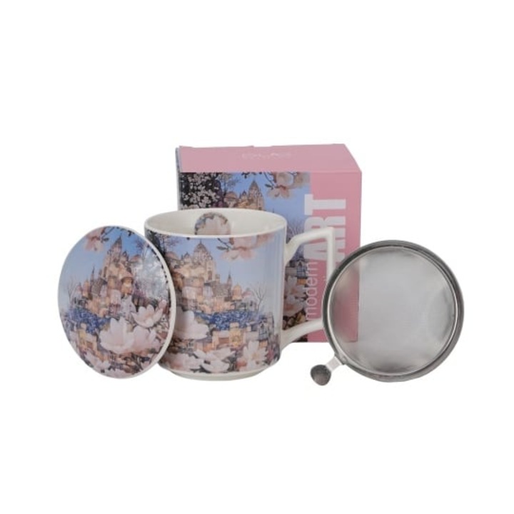 Cana portelsn cu infuzor inox, 450ml, Modern City of Magnolias