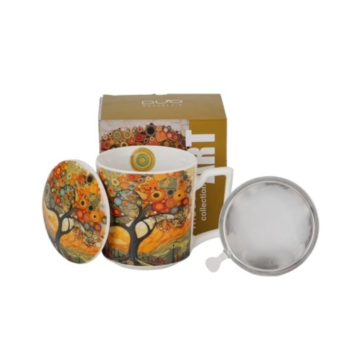 Cana portelan cu infuzor inox, 450ml, Modern Tree