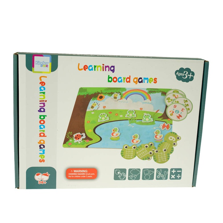 KinderSafe oktató fajáték, 10 kártyával és 14 mágneses koronggal, többszínű, az összeadás és kivonás tanulásához