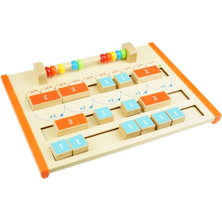 KinderSafe fából készült oktatótábla, színes gyöngyös abakusz, 30x45cm