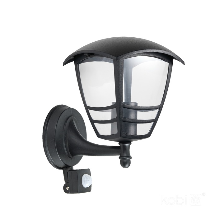 Интелигентен аплик KOBI LIGHT TEVIO KG LX, E27, сензор за движение, IP54, 1,8-2,5м, черен