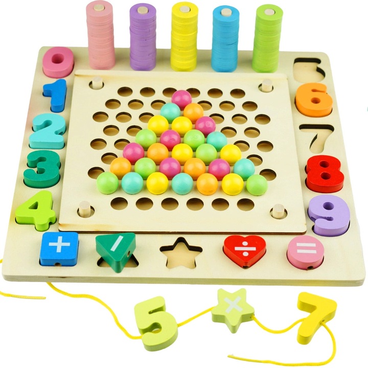 Joc educativ KinderSafe, set magnetic de pescuit, 10 pesti colorati, 15x figurine, culori pastelate