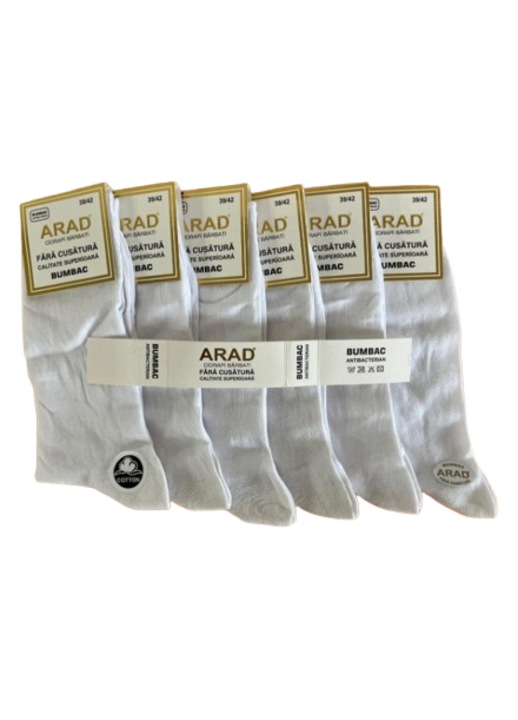 Set 6 Sosete Lungi Fara Cusatura Arad, Material Respirabil Si Usor Parfumat, Alb