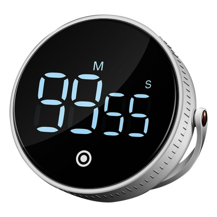 Cronometru digital de bucatarie, 78 x 75 x 24 mm, plastic, alb