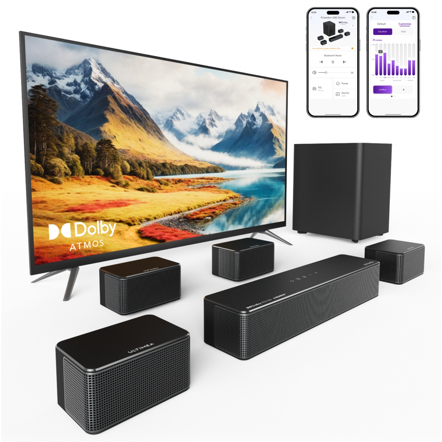 LATEST Poseidon D80 Boom – 7.1ch soundbar with Dolby Atmos, subwoofer, 500W