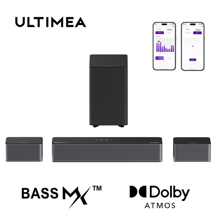 Bara de sunet 5.1 ULTIMEA Poseidon M4T, Dolby Atmos, 450W, wireless subwoofer, 400x70x90mm