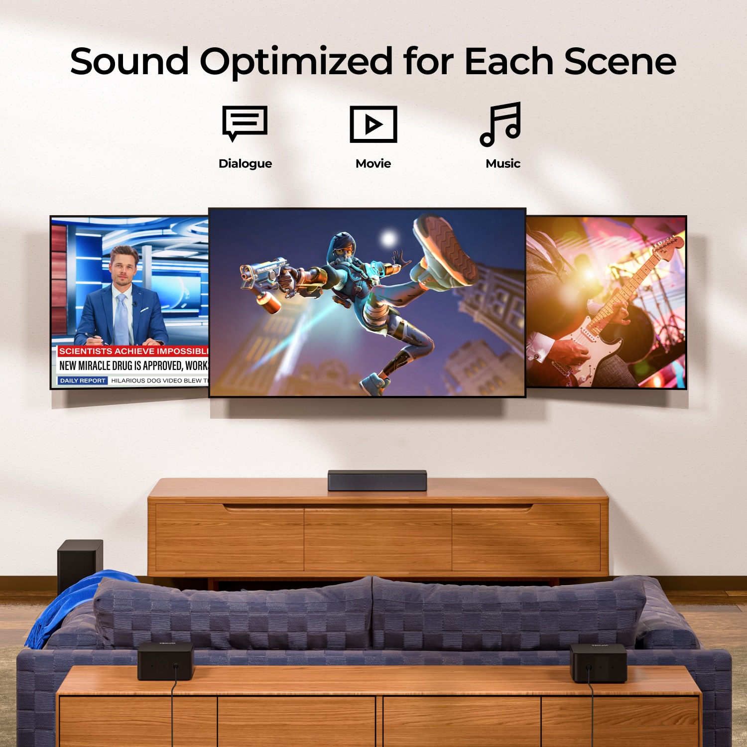 Bara de sunet 5.1 ULTIMEA Poseidon M4T, Dolby Atmos, 450W, wireless subwoofer, 400x70x90mm