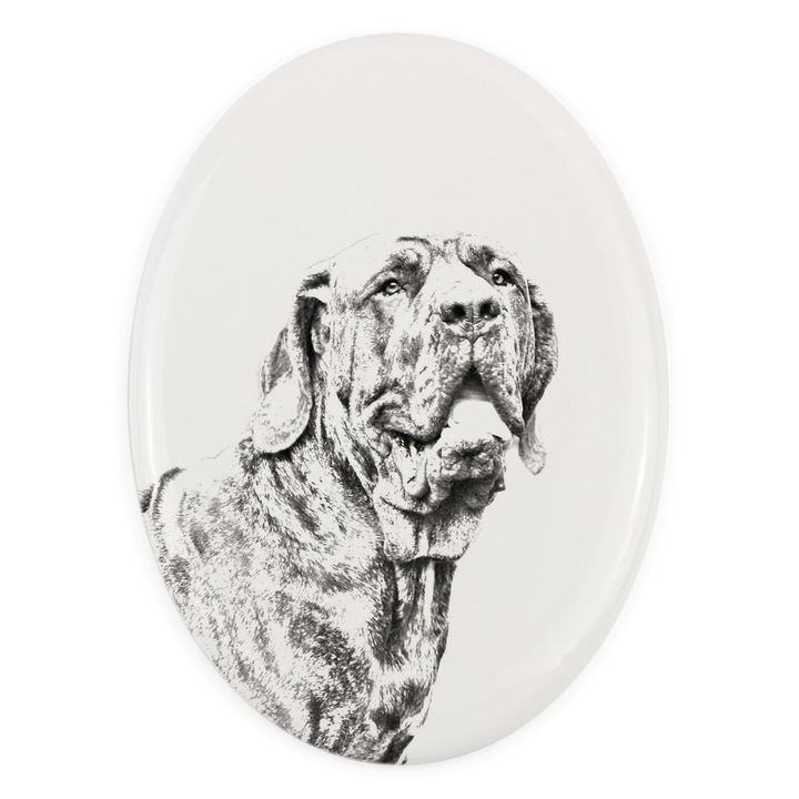 Plytka ceramica personalizata cu fotografie, Art-Dog, 10,5x7,5cm, ovala, pentru amintirea animalului de companie