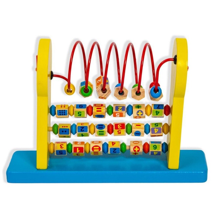 Образователен дървен лабиринт с мъниста, KinderSafe, многоцветен, 30x20см