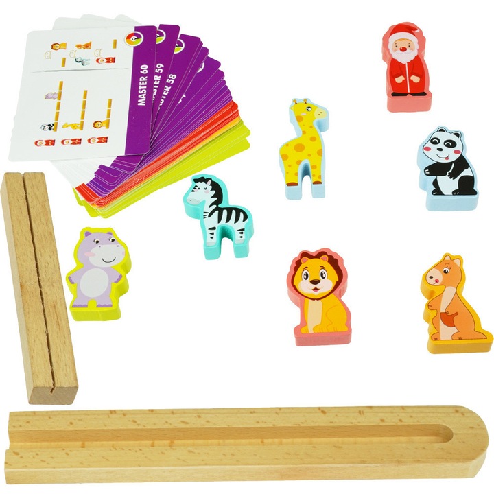 Логическа игра за деца, KinderSafe, Ноев ковчег, 60 карти с предизвикателства, 7 дървени блока, 27x24x5см