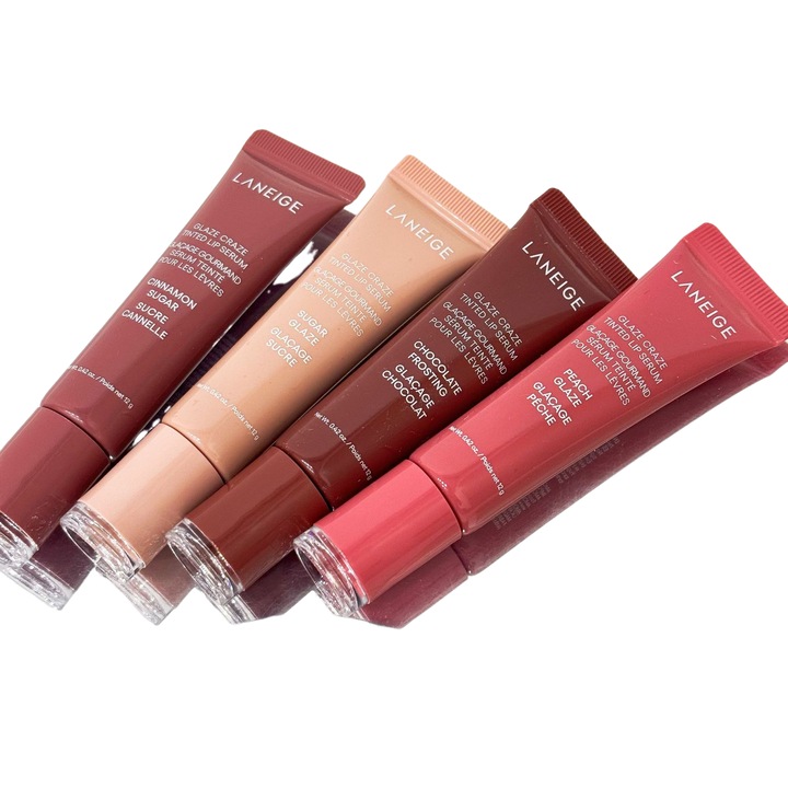 Комплект червила Laneige, 4 броя, Sugar Glaze, Peach Glaze, Cinnamon Sugar, Chocolate Frosting, 12гр