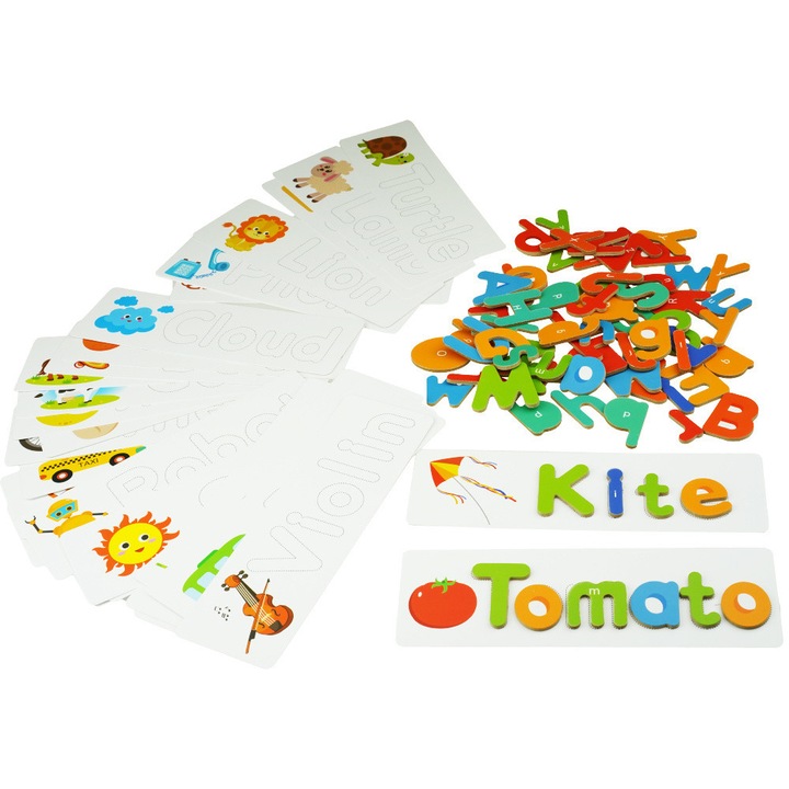 KinderSafe Oktató Játék Szett - Betűzőjáték, 33 kártya, 78 betű, 25x18x4cm