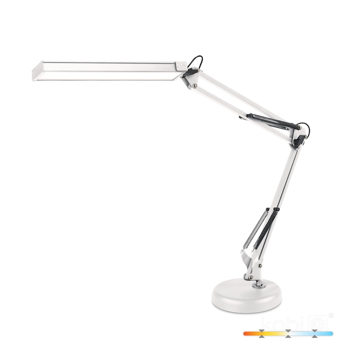 Lampa birou LED KOBI LIGHT TENUIX 14W 3CCT, alb, 2 optiuni montaj, 3 culori de lumina