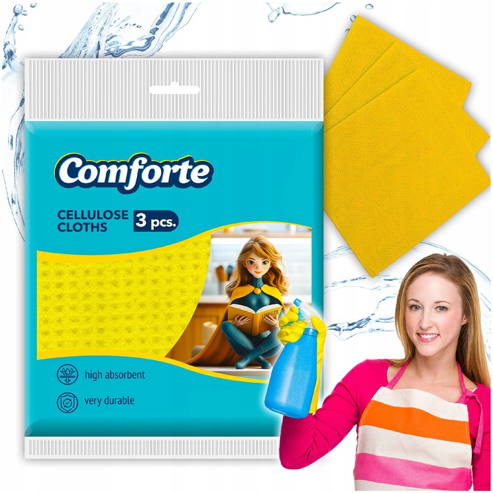 Sciere celulozowe COMFORTE, set 3 bucati, 15,5x15,5cm, multicolor