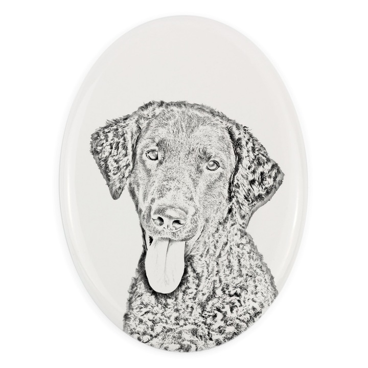 Персонализирана керамична плочка за спомен на домашен любимец, Art-Dog, 10,5x7,5см, овална, устойчива на атмосферни влияния