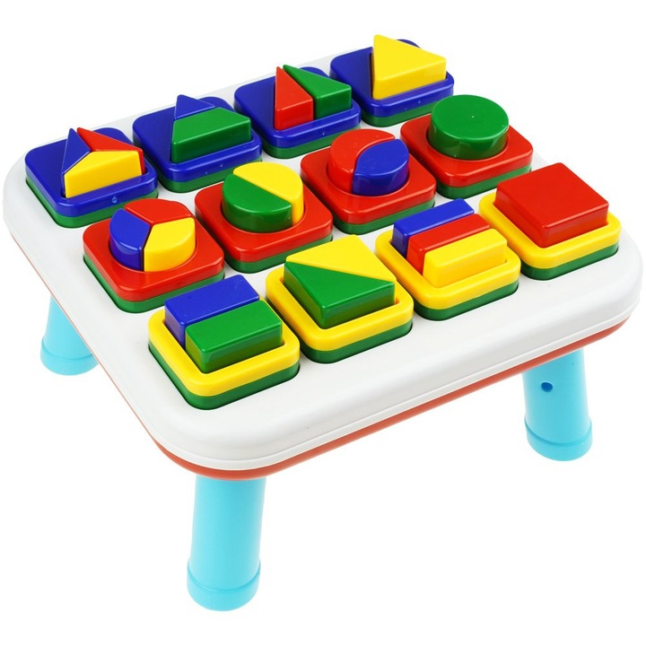 Геометричен пъзел за деца, KinderSafe, комплект от 24 цветни части, развитие на ръчни умения, многоцветен