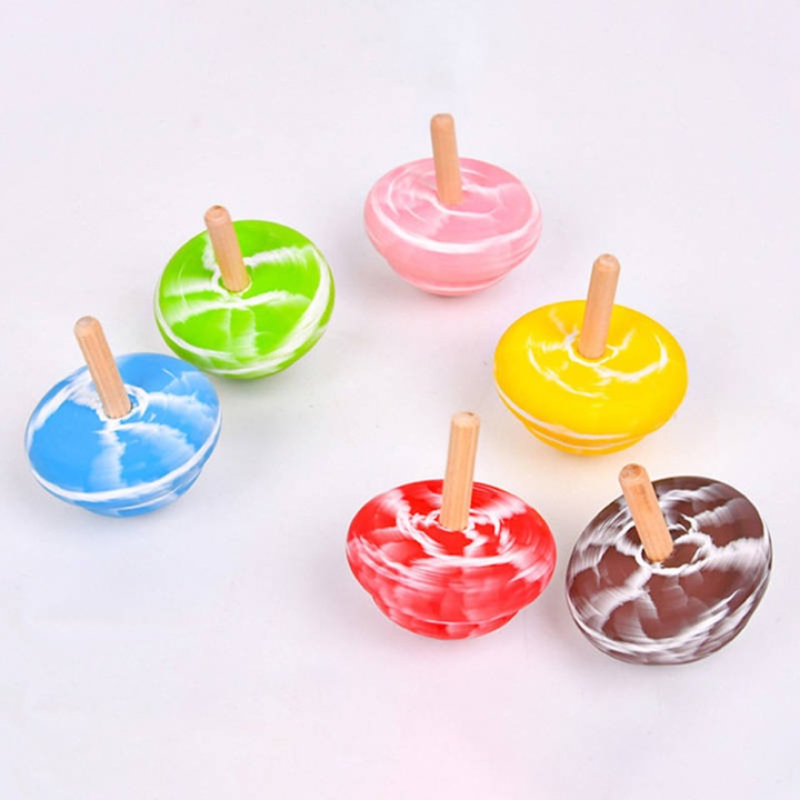 Titirez din lemn, KinderSafe, set 6 piese, multicolor, dimensiuni mici