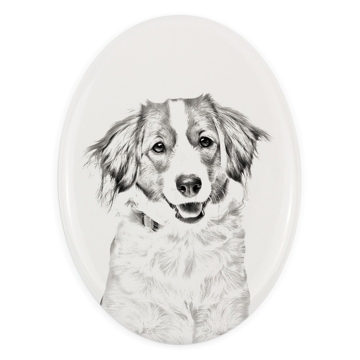 Placa ceramica personalizata, Art-Dog, cu fotografie, 10,5x7,5cm, pentru amintirea animalului de companie