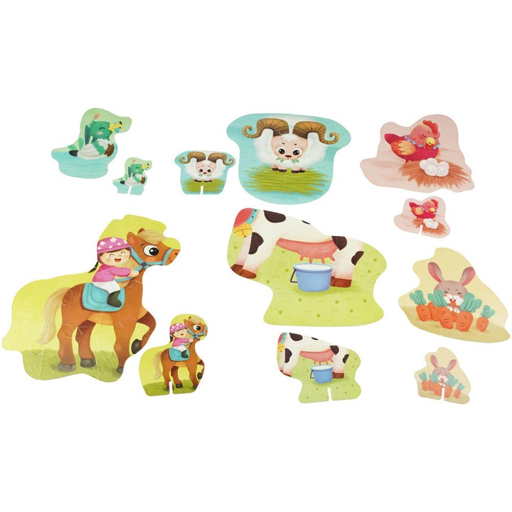 Пъзел KinderSafe 6в1 Комплект селскостопански животни, 45 части, многоцветен, за деца над 3 години