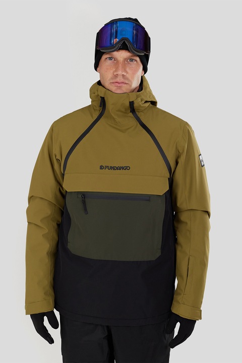 Fundango, Geaca impermeabila pentru ski Hydra ECO Anorak, Negru/Verde masliniu