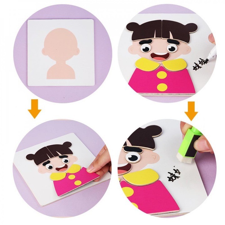 Mágneses fa kirakó KinderSafe, szett, többszínű, 30x45cm