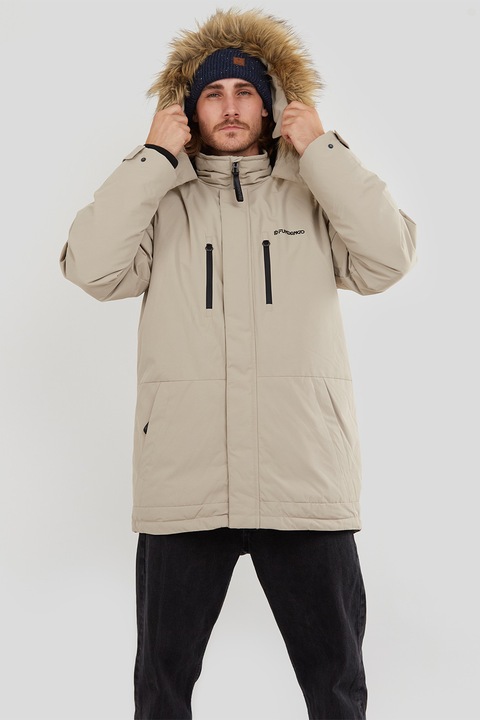 Fundango, Parka impermeabila cu garnitura din blana sintetica Spirit, Gri deschis