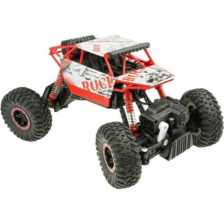 Masinuta RC KinderSafe Cross-country 4x4, 2 motoare, roti teren, rosu, 1:18