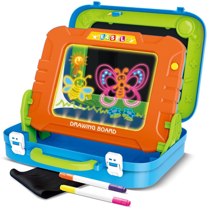 Образователна дъска, 2 в 1 KinderSafe, с аксесоари, многоцветна, сгъваема