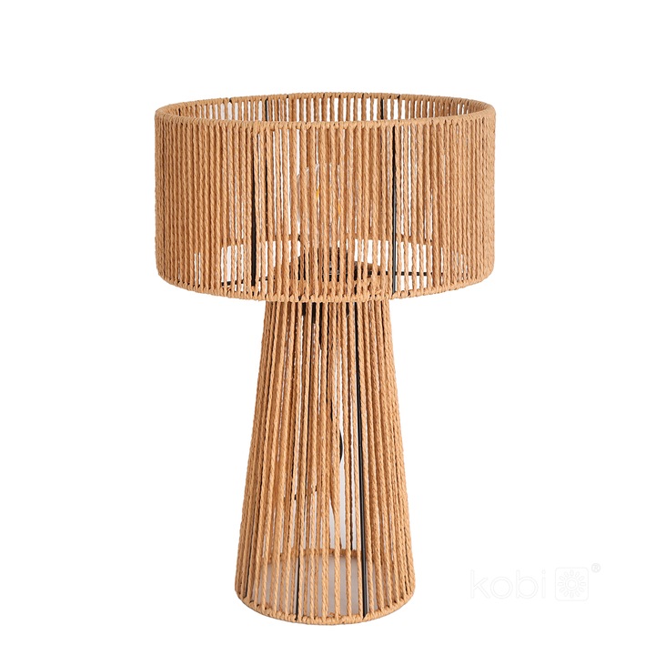 Lampa birou BOHO SIMBU HS, metal si sfoara de iuta, E27, 60W, naturala