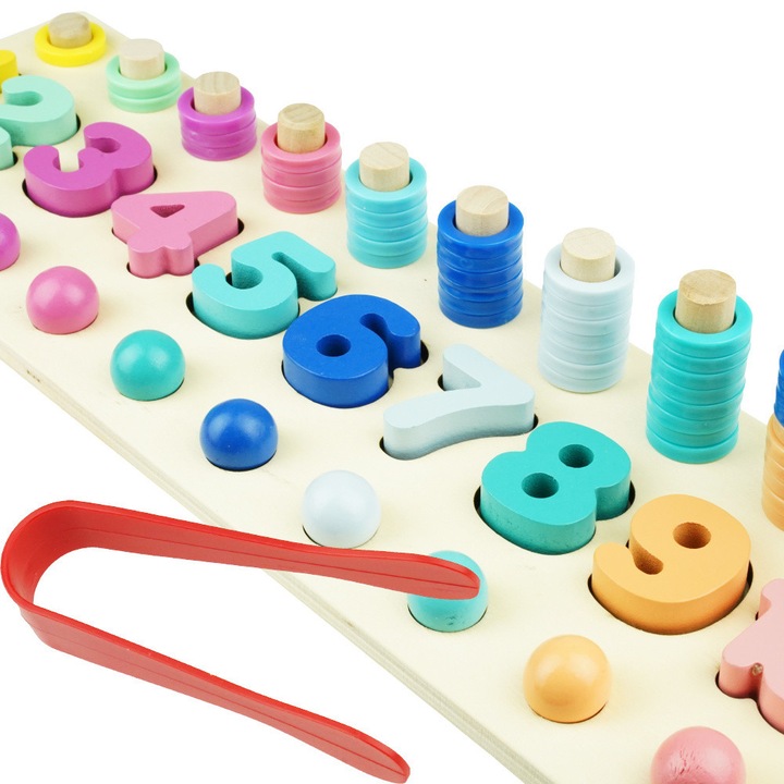 Образователен дървен пъзел с цветни цифри, KinderSafe, 3 години+, 30x20см