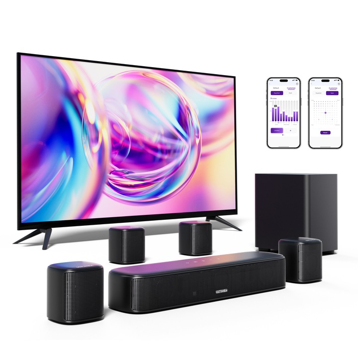 Звукова лента 7.1 ULTIMEA Aura A40, 330W, 4 съраунд високоговорителя, HDMI свързаност, Bluetooth 5.3