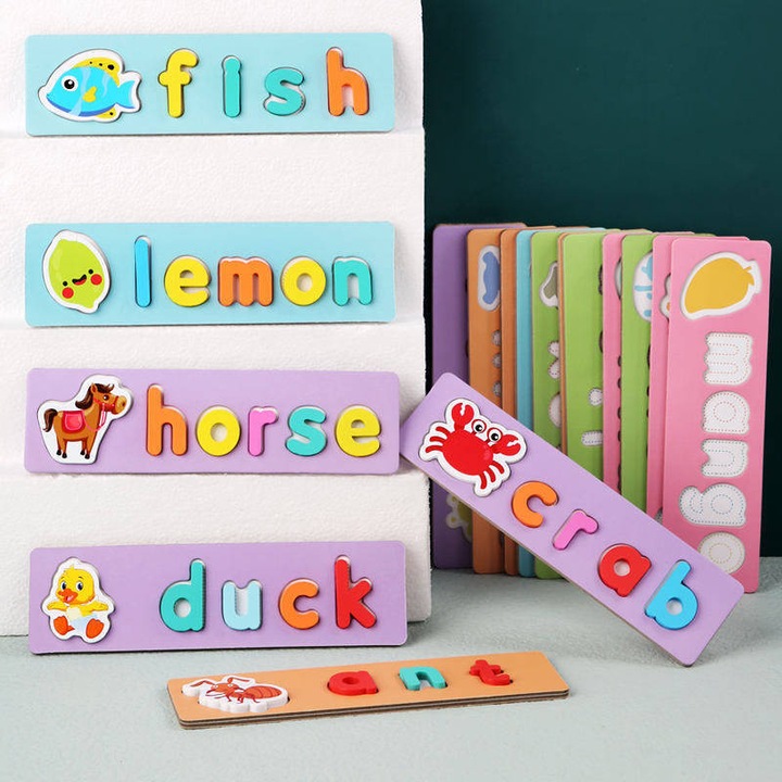 Oktató játék, KinderSafe, könnyen használható, 18 táblából álló készlet, 36 kép, 52 színes betű