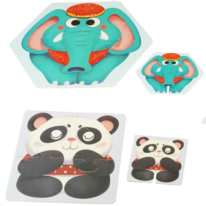 Образователен пъзел KinderSafe 6 в 1, 38 части, многоцветен, за деца на 3 и повече години