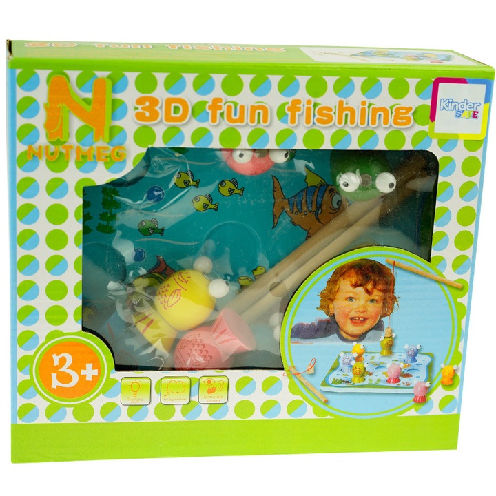 Interaktív KinderSafe játék, Lowienie Rybek ügyességi játék, 20x22cm, mágneses halakkal