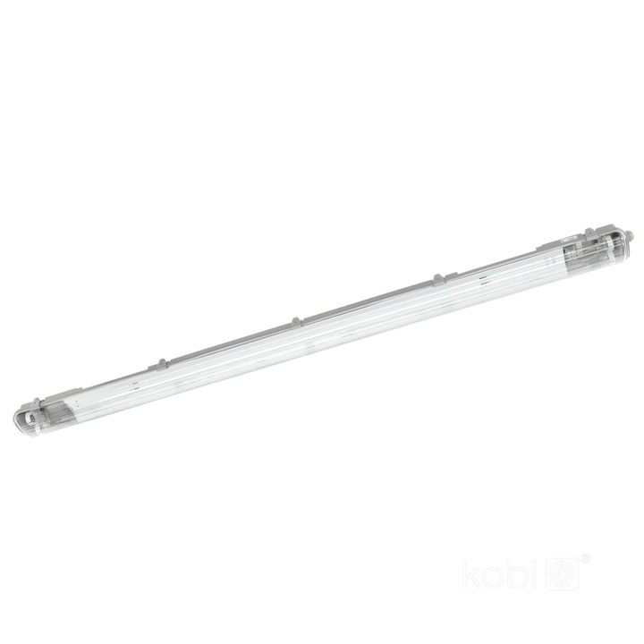 Corp de iluminat LED HERMIC G2 2x120 IP65, rezistent la umiditate, pentru 2 tuburi T8, plastic, transparent