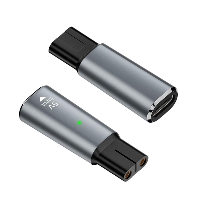 Зарядно устройство за самобръсначка, Aisdelu, Type-C, 5V/1.5A, съвместимо с Philips OneBlade, компактен дизайн, 1 брой, Сребрист