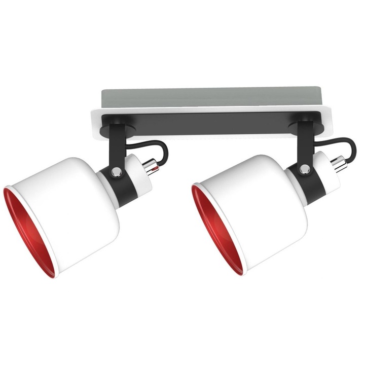 Aplica scienno-sufitowa ADRILUX, 2 becuri E14, metal, 20x26cm, alb-negru