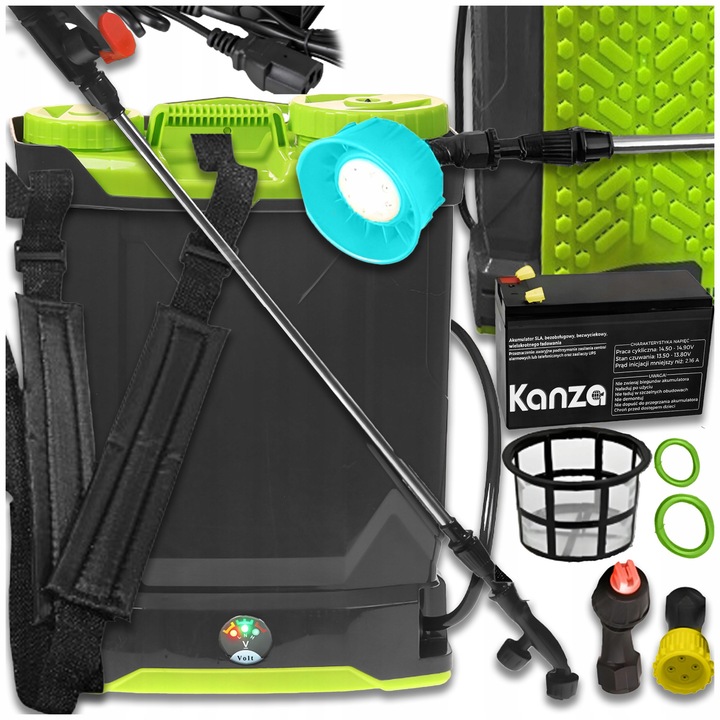 Stropitor Presiune 20L, KANZA, Pulverizator Gradina Cu Lance Si Set Duze, Presiune Reglabila 0.2–0.3 MPa, Bretele Confortabile, Gura Larga 10 cm, Constructie Usoara Si Rezistenta, Ideal Pentru Gradina Si Culturi