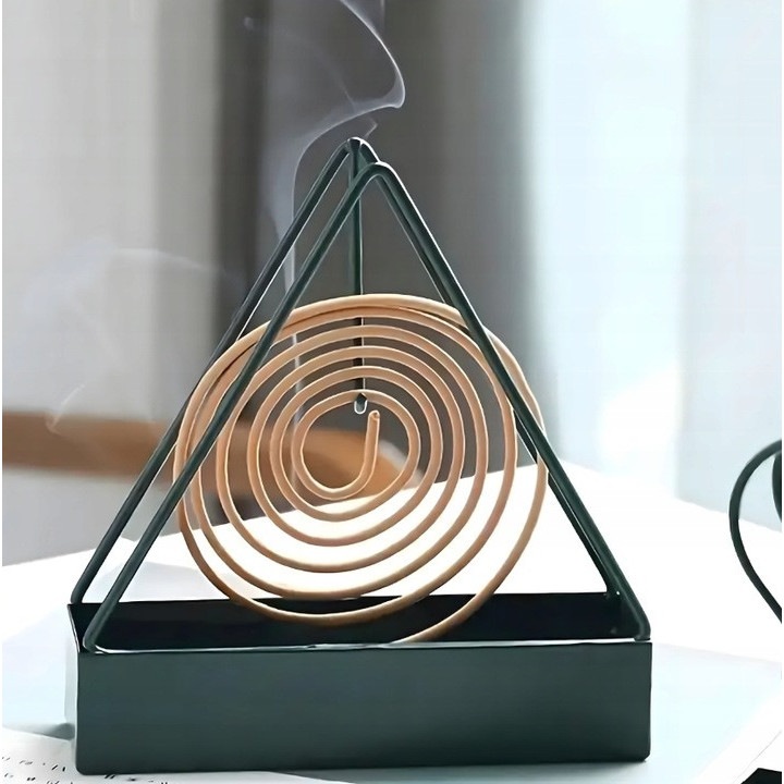 Suport pentru spirala anti-tantari, Zola, agatatoare, spatiu cenusa, fier galvanizat, 12.4 x 4 x 14.9 cm, verde