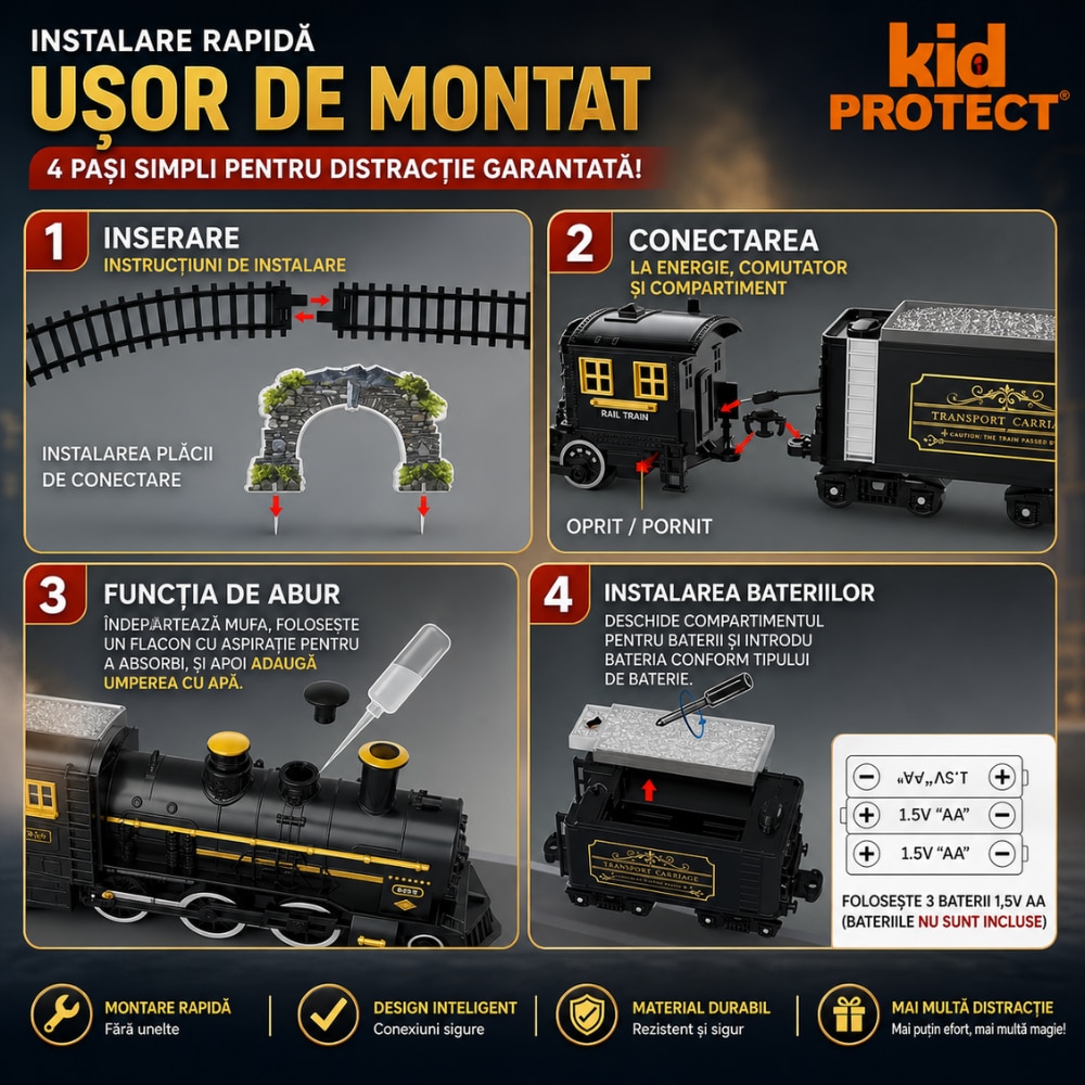 Circuit Trenulet de Jucarie Electric Retro Copii KidProtect® Polar