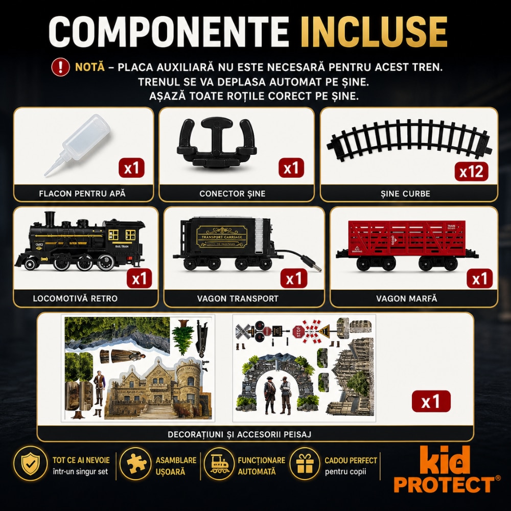 Circuit Trenulet de Jucarie Electric Retro Copii KidProtect® Polar