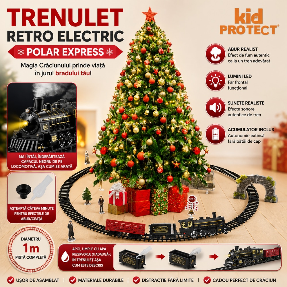 Circuit Trenulet de Jucarie Electric Retro Copii KidProtect® Polar