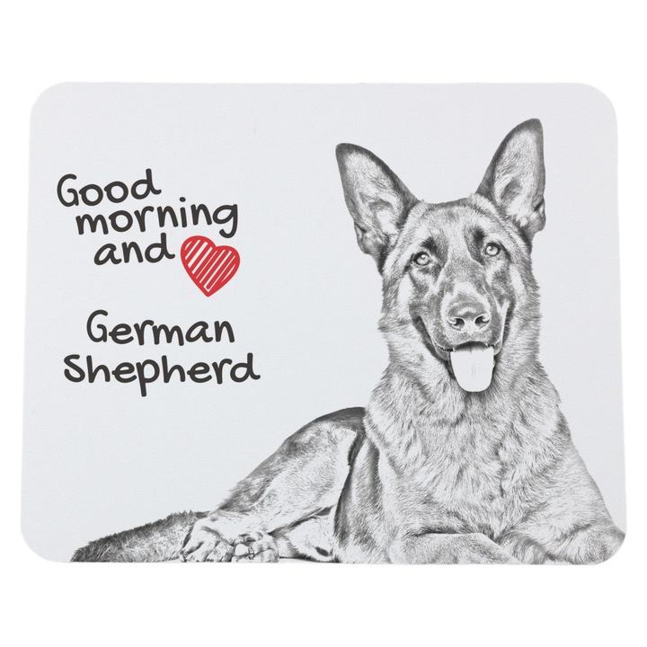 Персонализиран мауспад с кучета, Art-Dog, 23x19см, полиестер, 3мм дебелина, Модел Немска овчарка