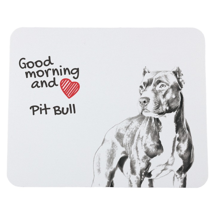 Mousepad personalizat cu caini, Art-Dog, 23x19cm, poliester, 3mm grosime, model Pit Bull