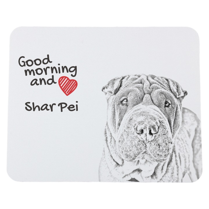 Mousepad personalizat Art-Dog, imprimeu cu caine Shar Pei 23x19cm, grosime 3mm, poliester