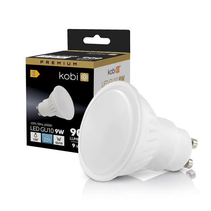 Bec LED GU10 9W, KOBI LIGHT, 6000K, 900lm, 120°