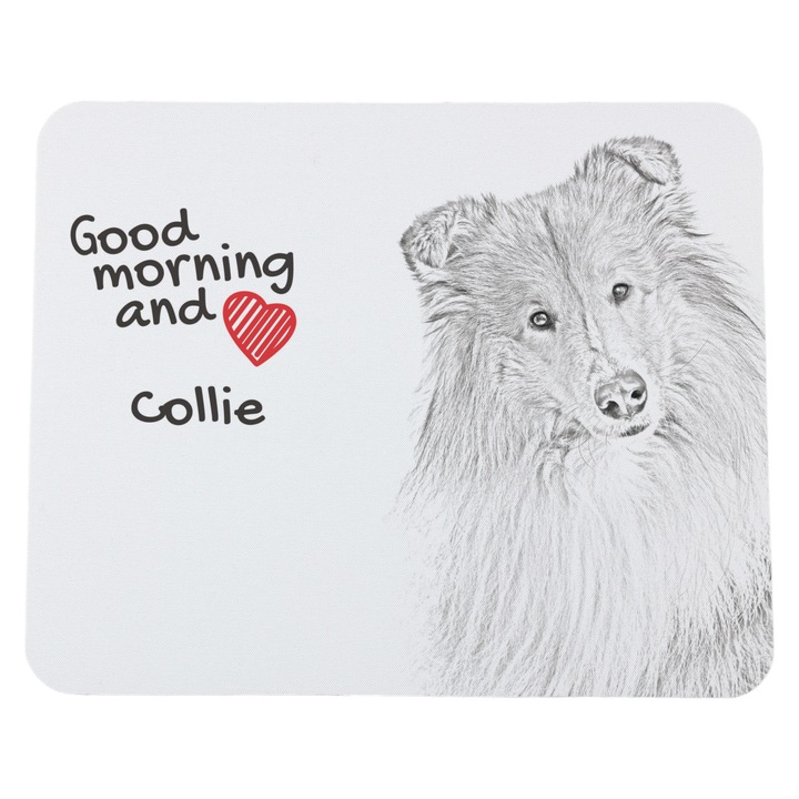 Mousepad personalizat cu caini, Art-Dog, 23x19cm, poliester, 3mm grosime, Model Collie