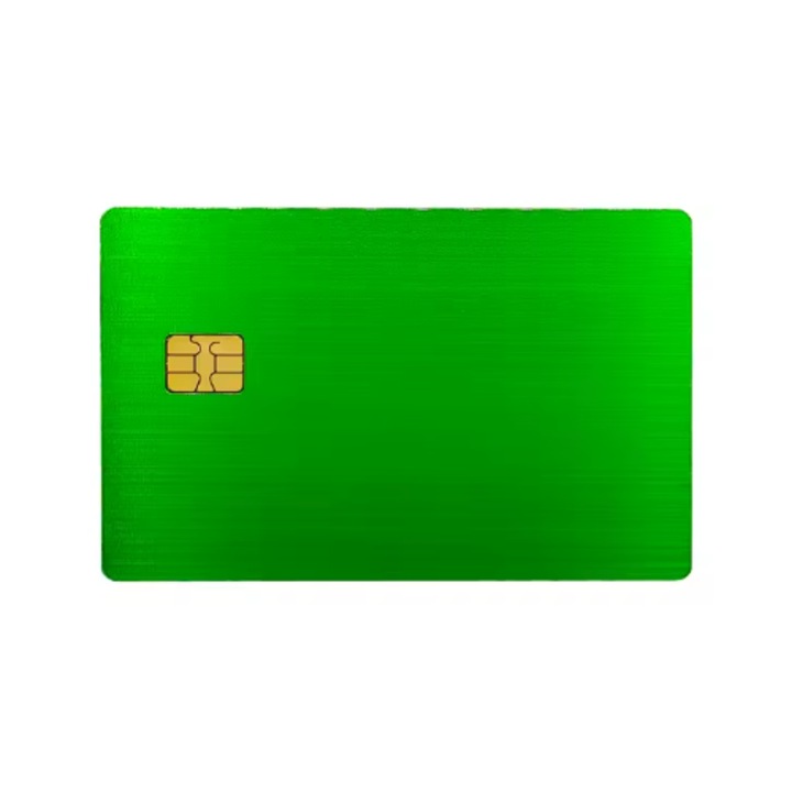 Card metalic verde 85x54mm, mat, opțiuni de personalizare