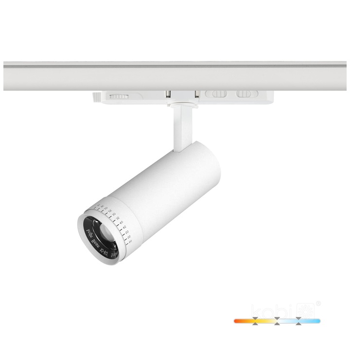 LED лампа за шина трифазна, Коби, 10W, 3CCT, бяла, 10-60°