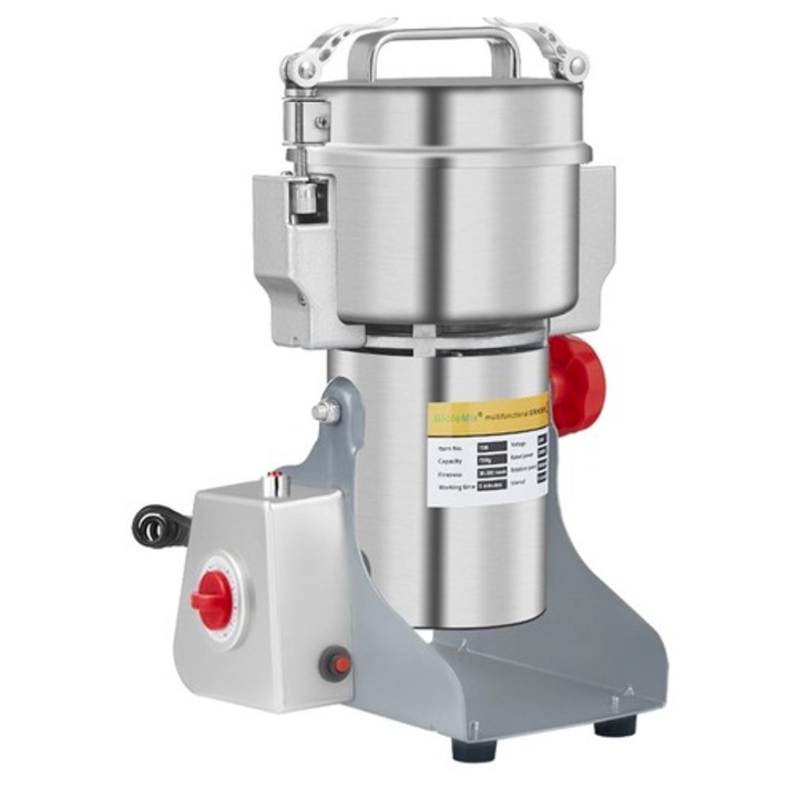 Rasnita masina de macinat profesioanala multifunctionala cereale, condimente, cafea BioloMix Mill, 800g, 28000rpm, cutite in trei trepte 30-300 mesh